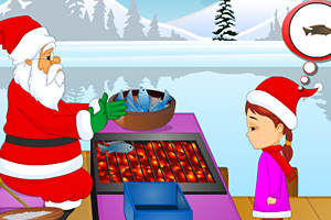 《圣诞老人烤鱼摊》游戏画面1