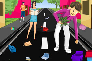 《学生清洁道路》游戏画面1