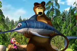 《玛莎和熊钓鱼找数字》游戏画面1