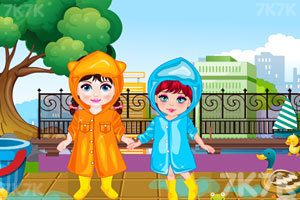 《宝贝和朋友雨天》游戏画面1